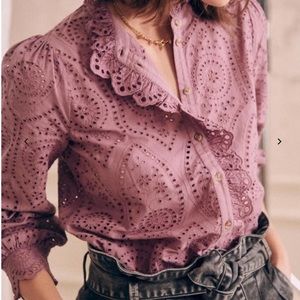 Sézane Chloé Shirt in Wisteria - organic cotton - size FR 38/ US6